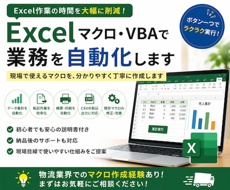 Excelマクロ・VBAで業務を自動化します 初心者にも分かる説明付きで納品します イメージ1