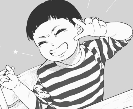 子供のモノクロ漫画風アイコン作成します モノクロ+1色で可愛くしあげます!どうぞお気軽に✿ イメージ2