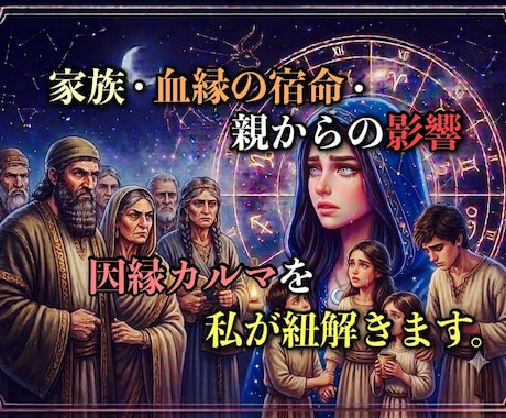 家族・血縁の宿命・親からの影響・因縁カルマを観ます 自身の人生を歩むために家族・血縁関係をホロスコープで読み解く イメージ1