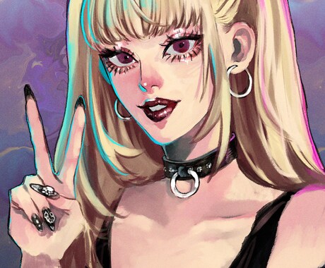 SNSで目を引くエモくて強い男女アイコン描きます ３件限定・実績価格！鮮やかな色彩！ イメージ2