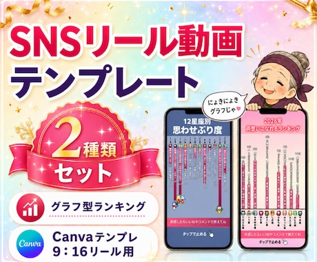 12タイプ別グラフ診断テンプレ2種類セット届けます SNS集客に貢献！12アニマル、12星座、誕生月、性格診断に イメージ1
