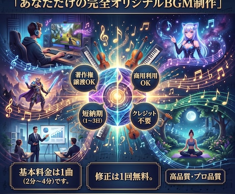 商用OK！あなた様の専用オリジナルBGM作ります 動画・配信・ゲームなどに幅広く対応します！ イメージ1