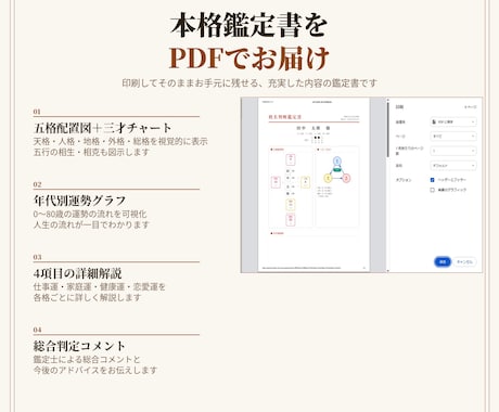 熊崎式で姓名鑑定いたします 名前に宿る運命を本格PDF鑑定書でお届け イメージ2