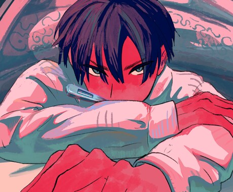 雰囲気のあるかっこいいイラスト描きます 質感のあるイラストとアニメ調のパキッとしたイラストにも対応！ イメージ2