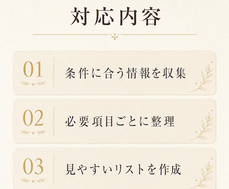 必要な情報を調査してリスト化します Web公開情報を調べて見やすく一覧化します イメージ2