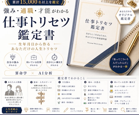 強み・適職・才能がわかるトリセツ鑑定書を作成します 自分らしい働き方が見つかる実践型鑑定書！ イメージ2