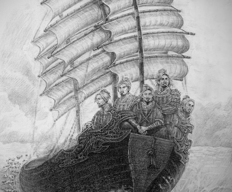 歴史・古代史などの人物風景画をモノクロで描きます 文章に添える白黒の挿絵を描きます。歴史や文献、古代史など。 イメージ2