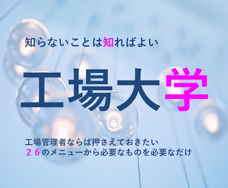 工場管理に求められる思考と行動を学びます 豊富なﾒﾆｭｰから必要なものを必要なだけﾁｮｲｽ イメージ1