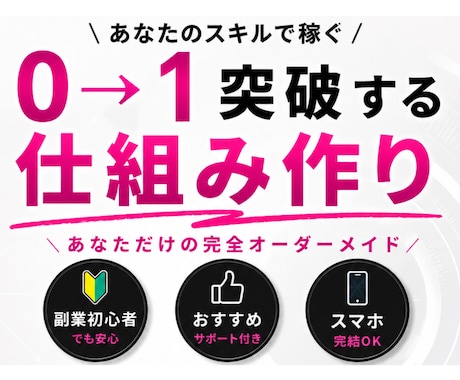 あなたのスキルで稼ぐ、0→1突破する仕組み作ります あなただけの完全オーダーメイド、副業初心者/おすすめ/スマホ イメージ1