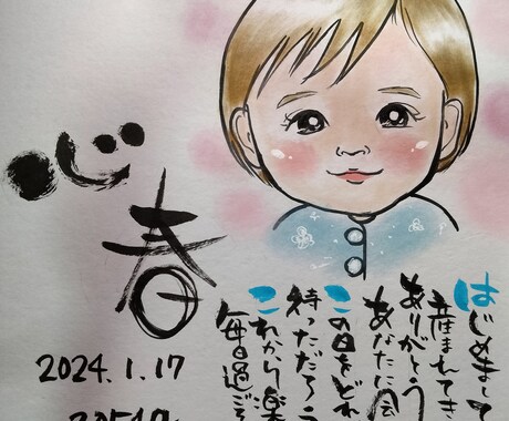 似顔絵と一緒にお名前をメッセージにしてお届けします 大切なお名前をメッセージの中に入れて似顔絵と一緒に送れます イメージ1
