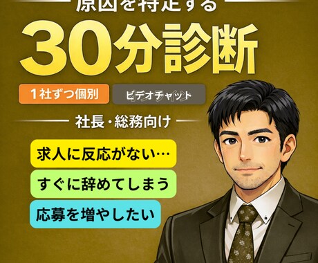 求人応募ゼロ原因30分診断で特定します 求人票・条件・導線のズレを特定します イメージ1