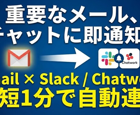 GメールをSlack・Chatworkへ通知します 【PC張り付きからの解放】設定まで完全サポートします。 イメージ1