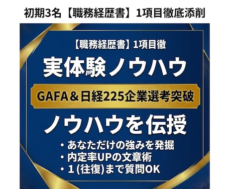 初期3名限定！職務経歴書の1項目を徹底添削します イメージ1