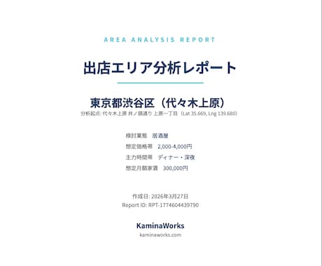 データで分析！居酒屋出店の判断材料を提供します 売上上限・家賃耐性・競合環境を可視化し、出店前のリスクを判定 イメージ1