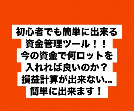 初心者でも簡単に出来る資金管理お教えします トレード環境が一変する最高峰の補助ツールになるでしょう！ イメージ1
