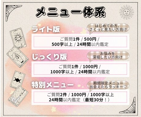 即日返信◎寄り添うタロット占いをお届けします ▶11月限定特別メニュー◀ 恋愛・仕事・人間関係なんでもOK イメージ2