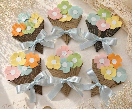 結婚式にぴったり折り紙フラワーブーケ作成します ひとつひとつ丁寧に手作り。心に残るプチギフトに イメージ2