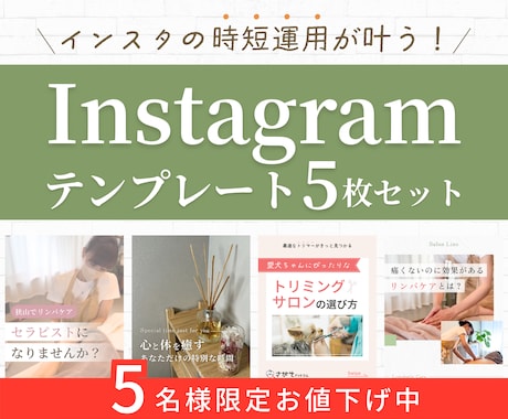 インスタ投稿テンプレート5枚セット制作します 文字を入れるだけでOKなCanvaテンプレートリンクで納品！ イメージ1