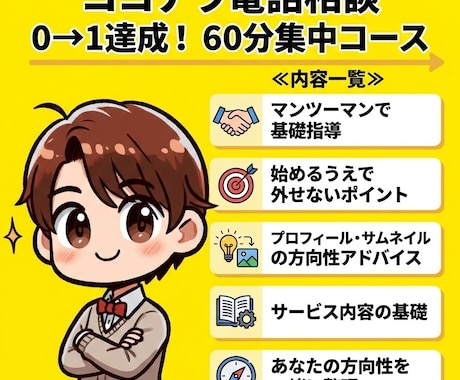 ココナラ個別コンサル 初めての方基礎から教えます “土台づくり”を一緒にスタート 初心者向けマンツーマン60分 イメージ2
