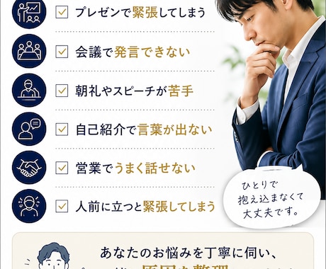 人前で話せない原因を一緒に見つけます うまく話せなくても大丈夫です。あなたのペースでお話しください イメージ2