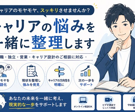 キャリアの悩みを一緒に整理します 「このままでいいのか不安…」を一緒に整理しませんか？ イメージ1