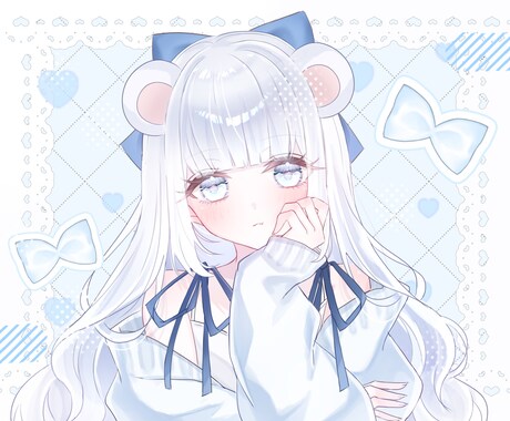 背景付き1枚イラスト！頬杖量産イラストを描きます 見切れなし！アイコン、サムネ、配信等なんでも使えます。 イメージ1