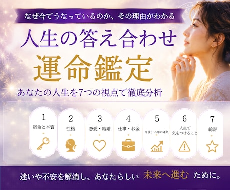 なぜ毎日がうまくいかないのか分析します 性格・仕事・恋愛・金運・今後5年を霊視分析して徹底解説します イメージ1