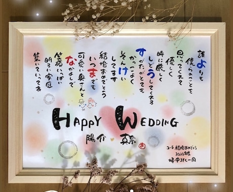 結婚記念日ウェルカムボード♡名前を詩にします 贈った方も贈られた方も笑顔になる特別な1枚お届けします