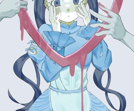 即日納品可！イラスト制作します 可愛くってちょっぴりダークな絵柄でお届けします イメージ1