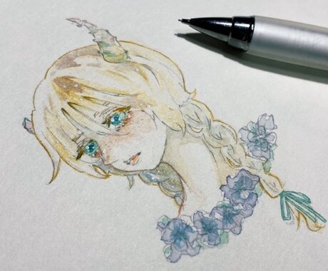 水彩画で女の子描きます アイコンや小説の挿絵など、幅広く対応致します！ イメージ1