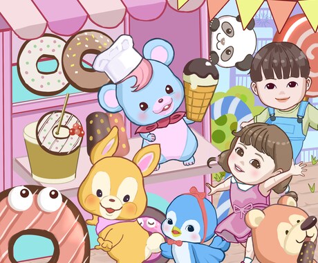 可愛い子どもイラスト人物動物のイラスト描きます 挿し絵、子供向けグッズ★商用利用可 イメージ2