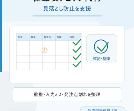 在庫表チェック代行します 在庫表を確認しやすく整理します イメージ1