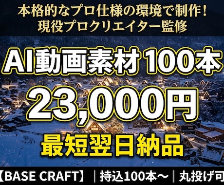 高品質【法人・プロ向け】AI動画100本制作します 現役プロ監修！本格環境でAI動画素材100本を制作 イメージ1