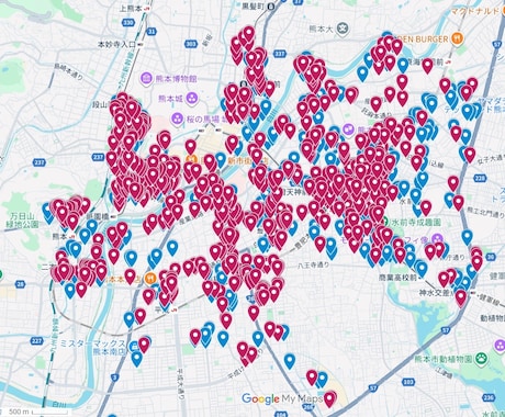 熊本市賃貸分譲マンションデータ(地図)販売します 地図で可視化。賃貸/分譲切替、分譲は戸数+築年入力済 イメージ2