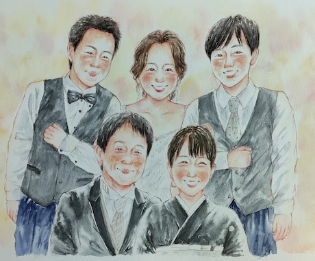 手描きの温かい似顔絵を水彩でお描きします 還暦祝いや米寿祝い、ウェディングにおすすめです(A4サイズ) イメージ2