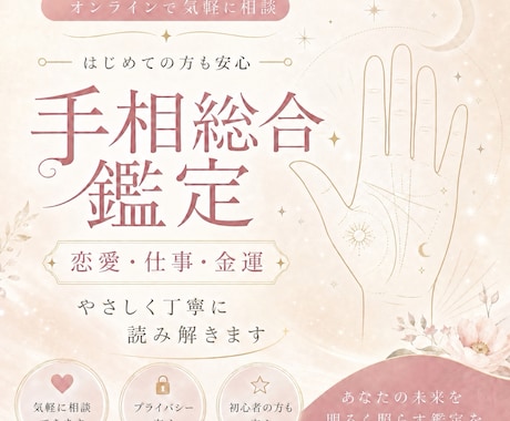 手相から総合運を丁寧に鑑定します 両手のお写真から恋愛・仕事・金運を読み解きます イメージ1