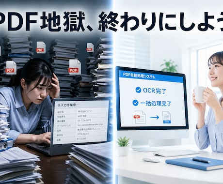 スキャンPDFの事務作業をまるごと自動化します OCRで読み取って・仕分けて・Excelに転記。全部お任せ イメージ1