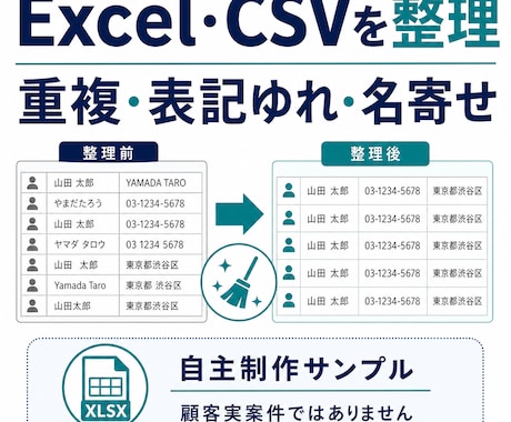 Excel・CSVの表記ゆれ・重複を整理します イメージ1