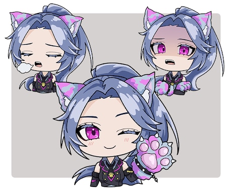 ミニキャラ・デフォルメ・SDイラスト 制作承ります 【アニメ塗り】可愛いチビキャラの立ち絵を制作します イメージ2