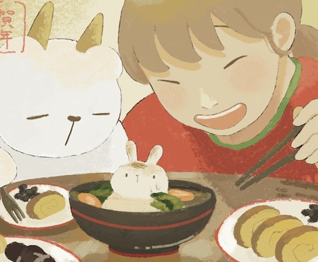 アイコン、ヘッダー、挿絵、1枚絵を制作します アナログ風のほんわかイラストお描きします！ イメージ1