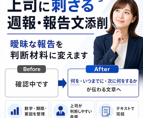 週報・報告文を上司向けに添削します 曖昧な報告を判断材料に変えます イメージ1