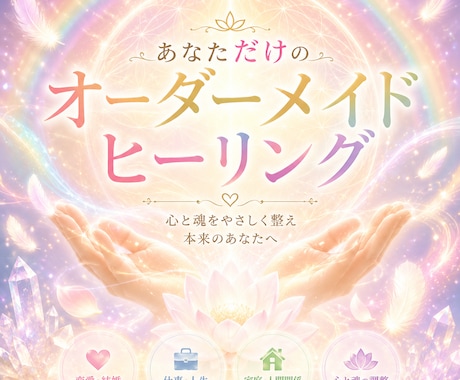 あなた専用のオーダーメイドヒーリングをします 恋愛・結婚・仕事・家庭等のお悩みに合わせてのヒーリングです。 イメージ1