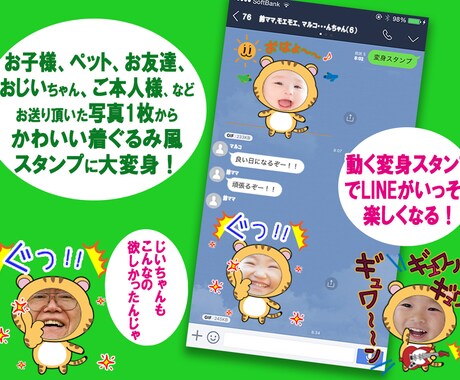 あなただけのオリジナルLINEスタンプ作ります 世界でたった一つ！写真一枚から作る！動くオリジナルスタンプ！ イメージ2