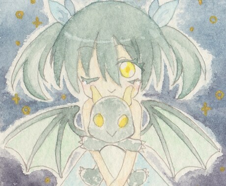 水彩絵の具でミニイラスト描きます 約55mm角のミニ原画を描きます。 イメージ2