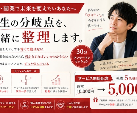 独立・副業の迷い。一緒に解決します モヤモヤを言語化して、次の一歩を見つける相談セッション イメージ1