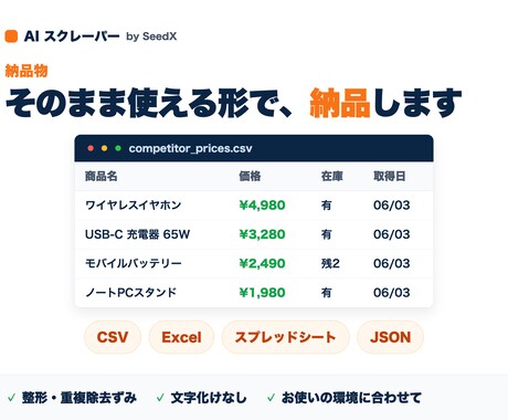 AIスクレーピングでデータ収集・リスト作成をします 発注前に無料サンプルで現物確認。CSV納品、サイト変更に強い イメージ2