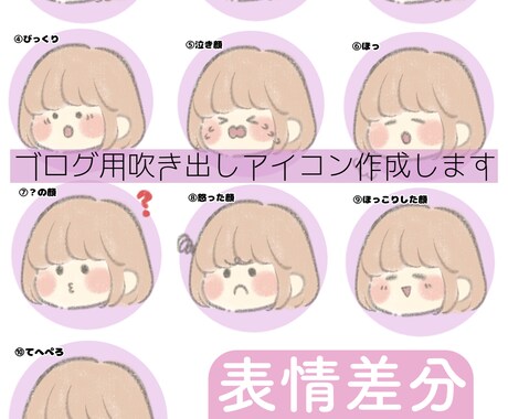 表情10種類セット！ゆるアイコンイラスト作成します インスタやブログの吹き出し用アイコンなどに！ イメージ1