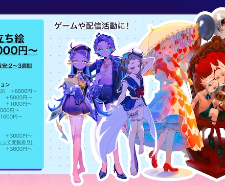 配信・活動用立ち絵を制作します 商用利用OK!立ち絵イラストを描きます イメージ2