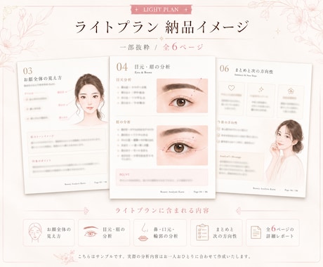 顔写真から美容整形アドバイス顔分析資料を作成します 整形以外で出来ることと美容整形を分けて、必要な美容をご提案 イメージ2