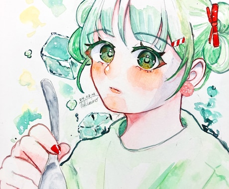 アナログで女の子(かわいい男の子)を描きます 水彩からコピック、アクリル、ペン画まで！ イメージ2